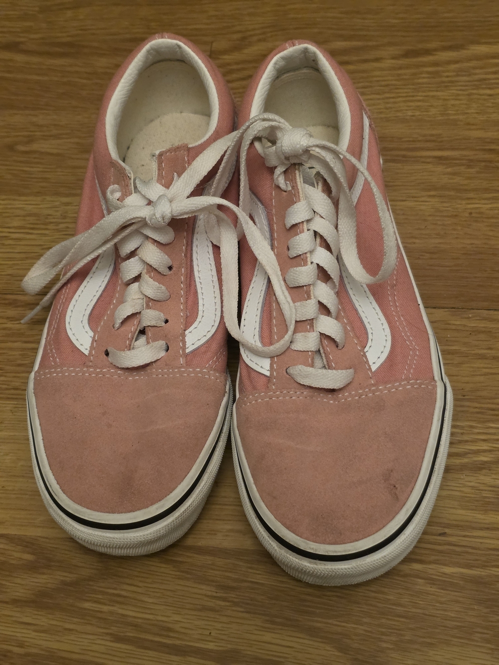 Vans Pink and White Old Skool Low-Top Sneakers